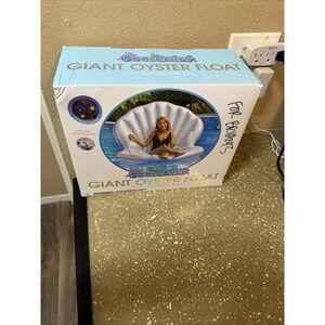 Pool Candy Giant Oyster Shell Lounge Pool Float & Glitter Pearl Beach Ball NWB